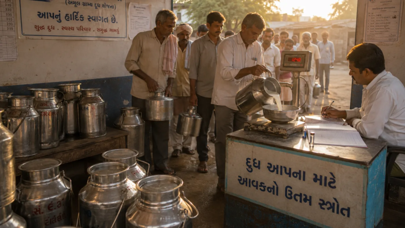 સહકારી ડેરીમાં દૂધ ભરવું: અમૂલ મોડેલ ગુણવત્તાના પૈસા કેવી રીતે આપે છે