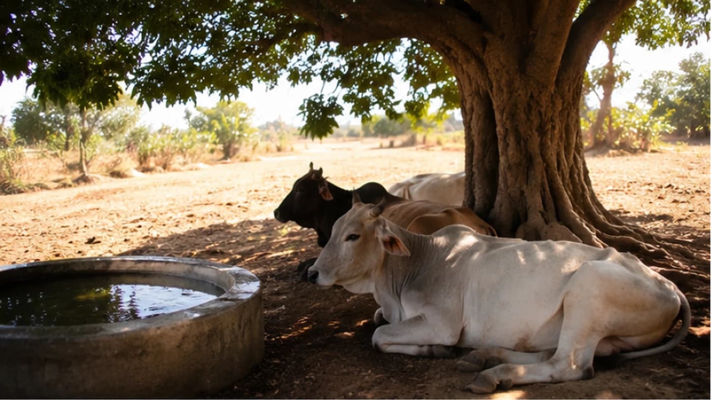 પશુઓને લૂ થી બચાવો: એક 'જીવંત શેડ' બનાવીને