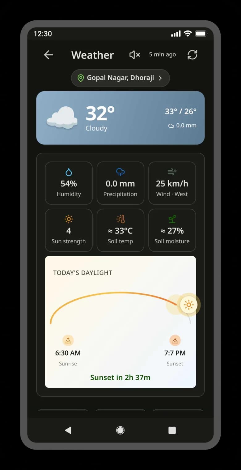 मौसम — Khetiyaar app screen